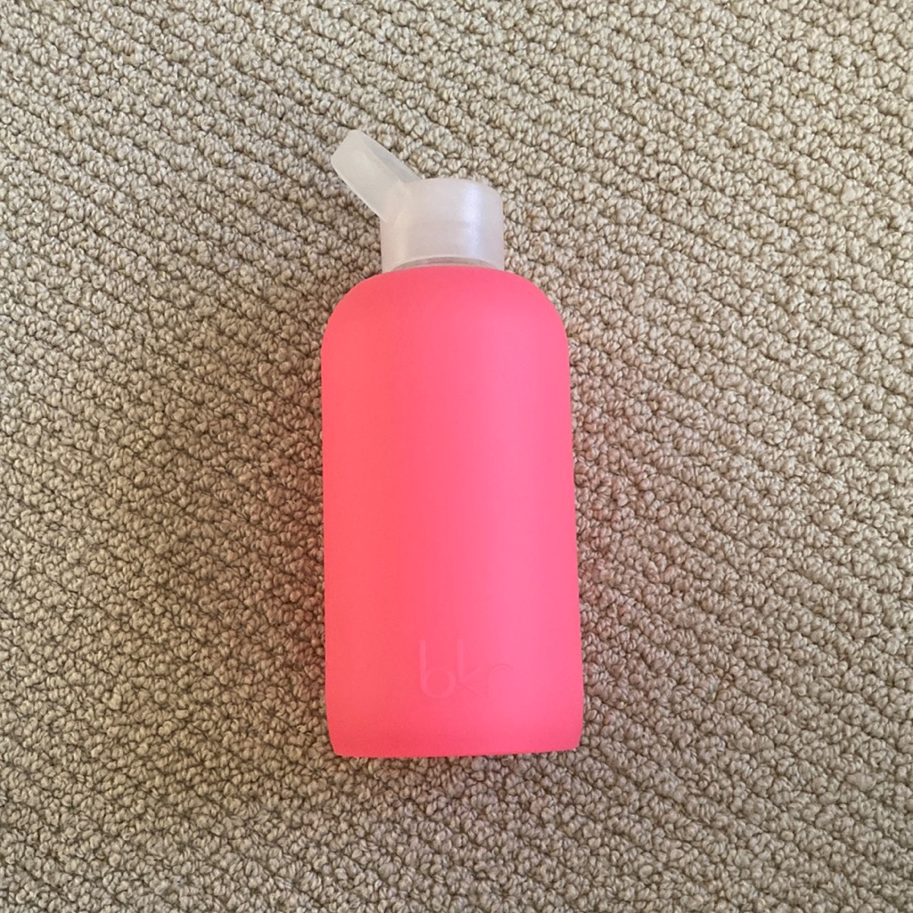 Bkr Water Bottle Little 500 Ml Glass Rosy Hot Neon Pink Silicone Sleeve Euc